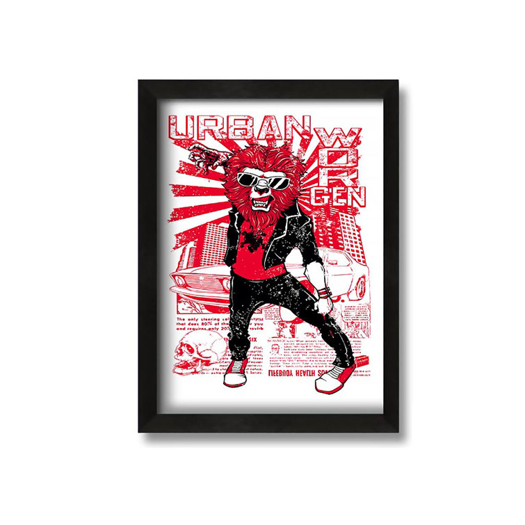 Happy Larry Urban Lion Picture Frame Typography on Canvas Wayfair.co.uk